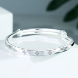 S999 Silver Diamond Round Belly Bangle