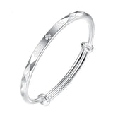 S999 Silver Diamond Round Belly Bangle