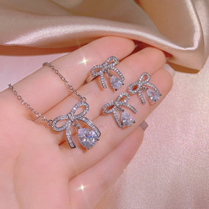 Elegant Bow-shaped Pearl Jewelry Set for Wedding