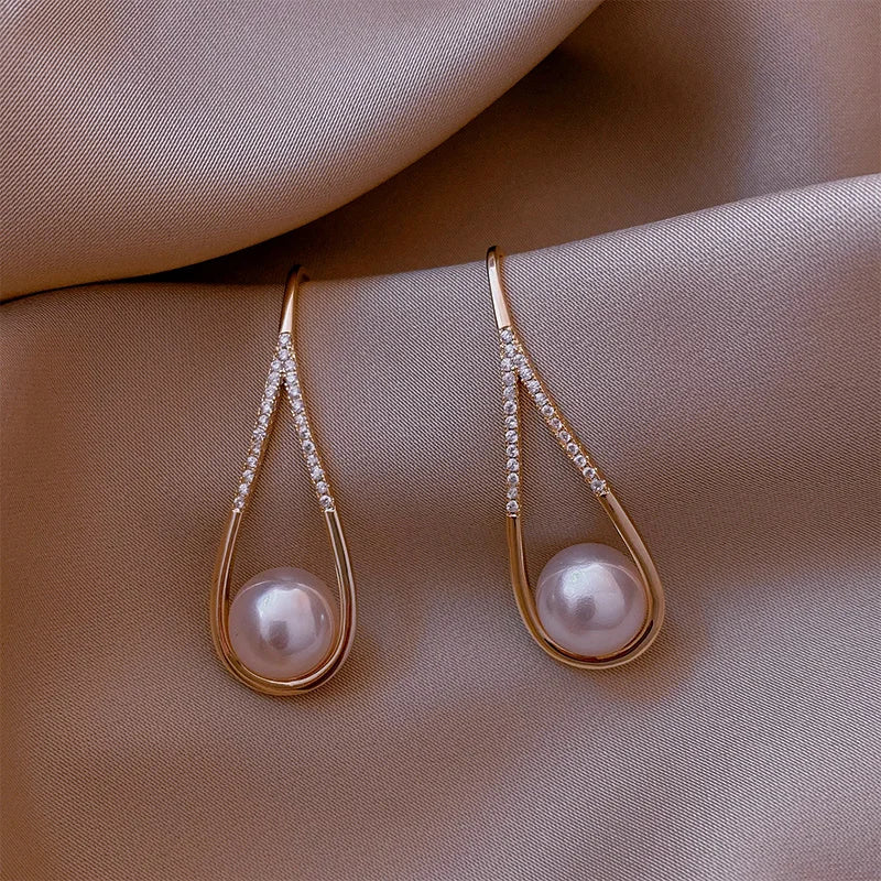 Geometric Dangle Earrings For Women Gothic Party Girls Pearl Earrings