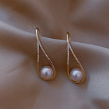 Geometric Dangle Earrings For Women Gothic Party Girls Pearl Earrings