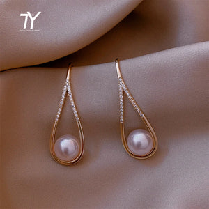 Geometric Dangle Earrings For Women Gothic Party Girls Pearl Earrings