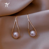 Geometric Dangle Earrings For Women Gothic Party Girls Pearl Earrings
