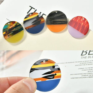 Spring Sky Mesh Splicing Disc DIY Earrings 2pcs