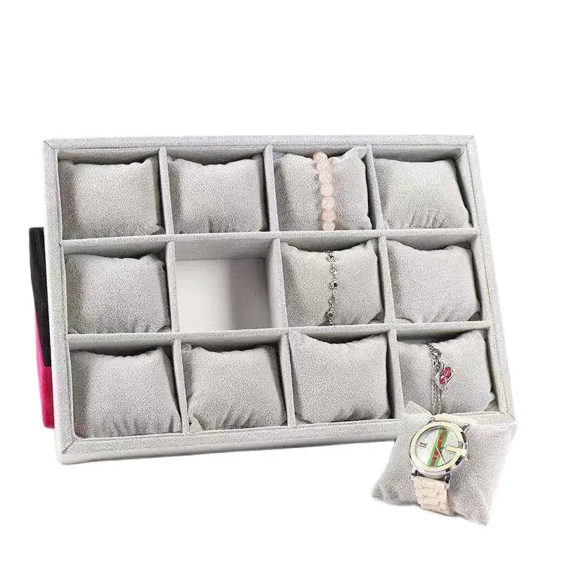 Gray Velvet Bracelet Watch Display Tray Holder