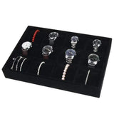 Gray Velvet Bracelet Watch Display Tray Holder
