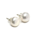 Purple Pink Pearl Stud Earrings, 925 Silver Women Earrings