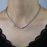 Heart Charm Tennis Chain Necklace 16" Gift Jewelry