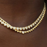 Heart Charm Tennis Chain Necklace 16" Gift Jewelry