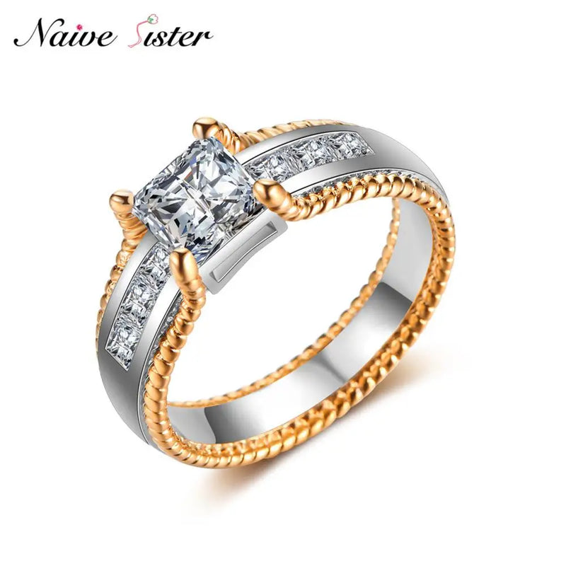 High Polished 2 Tone Ring Wedding Rings For Women Ladies