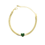 5MM Herringbone Chain CZ Heart Evil Eye Charm Bracelet