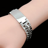 Polished Silver Stainless Steel ID Bracelet for Men Women