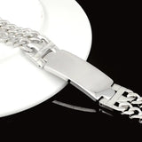 Polished Silver Stainless Steel ID Bracelet for Men Women