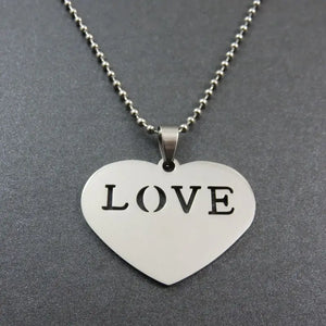 Stainless Steel Heart Love Logo Necklace Pendant