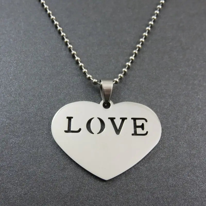 Stainless Steel Heart Love Logo Necklace Pendant