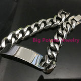 High Polishing Silver Bangle 316L Stainless Steel Chain ID Bracelet