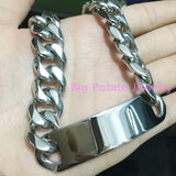 High Polishing Silver Bangle 316L Stainless Steel Chain ID Bracelet