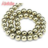 Pyrite Titanium Plating Hematite Round Beads 6mm 8mm 10mm - 10pcs