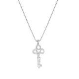 925 Silver Love Key CZ Stones Pendant Necklace for Women