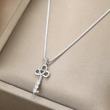 925 Silver Love Key CZ Stones Pendant Necklace for Women