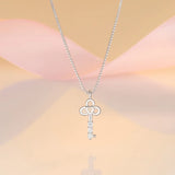 925 Silver Love Key CZ Stones Pendant Necklace for Women