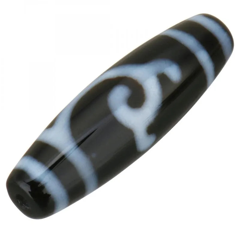 High Quality Natural Agate Green Tare Pattern Oval Tibetan Dzi Beads