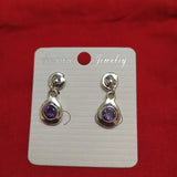 Spanish Silver Purple Crystal Pin Earrings