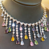 Colorful Zircon Tassels Pendant Necklace for Women