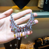 Colorful Zircon Tassels Pendant Necklace for Women