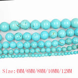 100% Natural Stone Bead Howlite 4-12MM Round Turquoise Beads for Jewelry Making