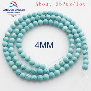 100% Natural Stone Bead Howlite 4-12MM Round Turquoise Beads for Jewelry Making
