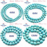 100% Natural Stone Bead Howlite 4-12MM Round Turquoise Beads for Jewelry Making
