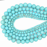 100% Natural Stone Bead Howlite 4-12MM Round Turquoise Beads for Jewelry Making