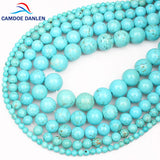 100% Natural Stone Bead Howlite 4-12MM Round Turquoise Beads for Jewelry Making
