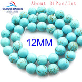 100% Natural Stone Bead Howlite 4-12MM Round Turquoise Beads for Jewelry Making