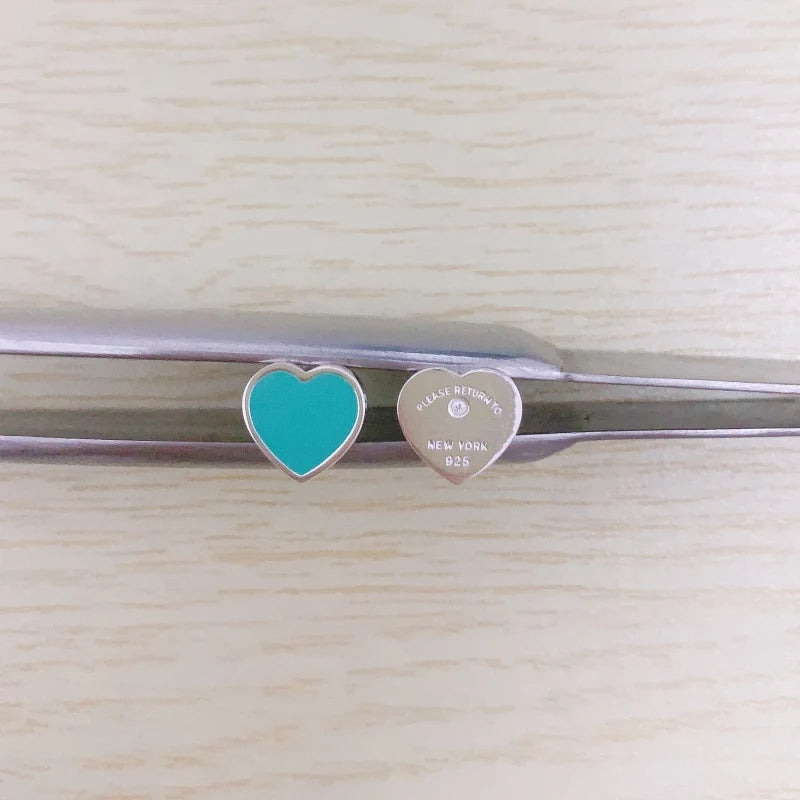 S925 Green Enamel Zircon Heart Earrings, Women Gift