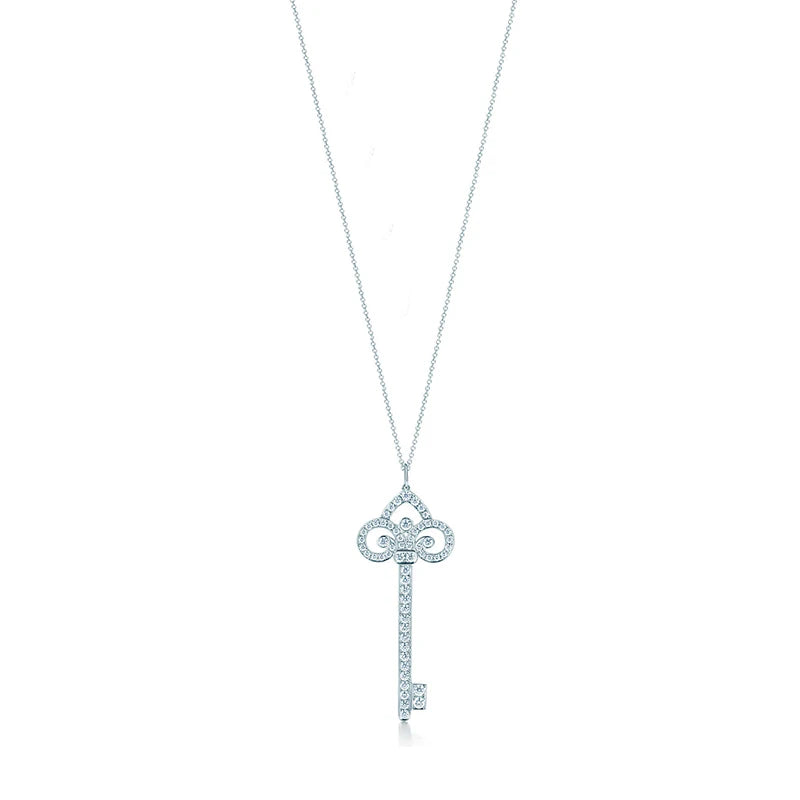 925 Silver Key Necklace with Multi-Style Craftsmanship