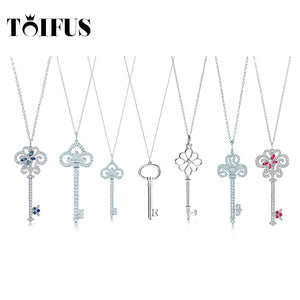 925 Silver Key Necklace with Multi-Style Craftsmanship