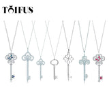 925 Silver Key Necklace with Multi-Style Craftsmanship