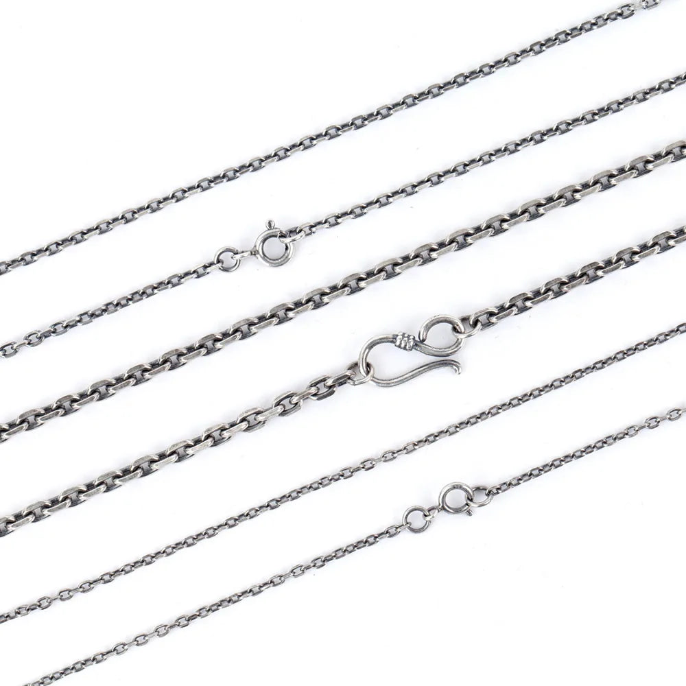 925 Silver Vintage Chain Necklace 1.5mm-3.0mm DIY Jewelry Finding