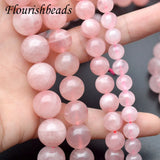 10-14mm Rose Crystal Quartz Round Beads DIY Necklace Jewelry Making