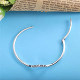 925 Sterling Silver Sparkling Wishbone Bangle Bracelet for Party DIY Jewelry