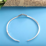 925 Sterling Silver Sparkling Wishbone Bangle Bracelet for Party DIY Jewelry