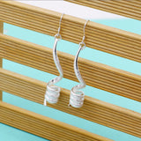 925 Sterling Silver Long Tassel Earrings Geometric Charm Party Jewelry