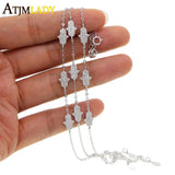 925 Silver Fatima Hand Hamsa Charm Link Chain Bracelet Women Wedding Jewelry