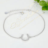 925 Sterling Silver Link Bracelet with CZ Crystal Horseshoe Charms