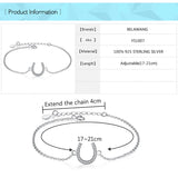 925 Sterling Silver Link Bracelet with CZ Crystal Horseshoe Charms