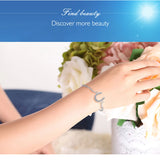 925 Sterling Silver Link Bracelet with CZ Crystal Horseshoe Charms