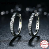 925 Sterling Silver Eternity Hoop Earrings with CZ for Women