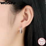 925 Sterling Silver Eternity Hoop Earrings with CZ for Women